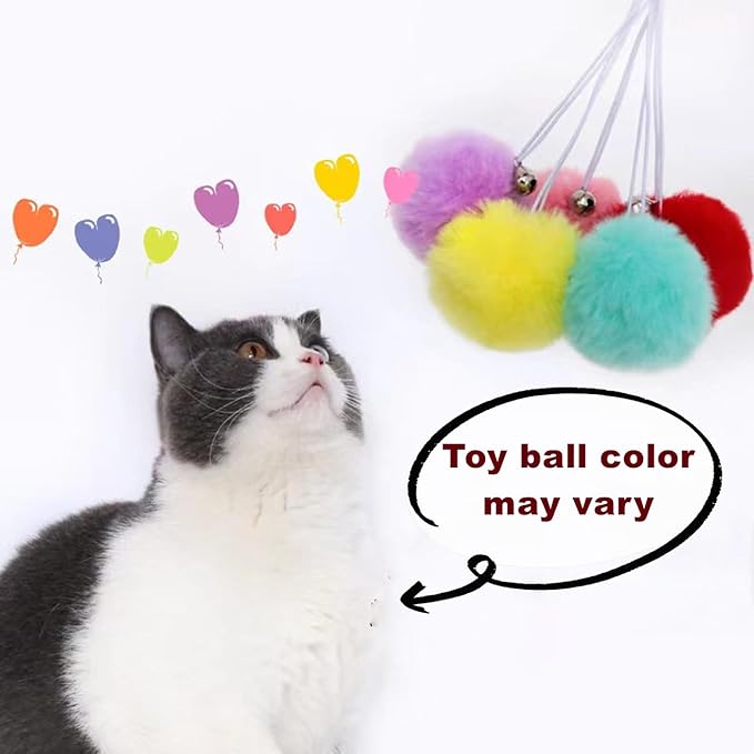 SHENGOCASE 2-Pack 14.6" Large Beige Cat Tree Tower Replacement Basket Lounger Hammock Bed, 5pcs Hanging Pom-pom Toys with Elastic Strings, Cat Tree Accessories Hammock Attachment