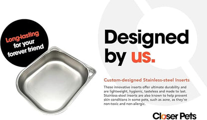 Closer Pets C200 2 Meal Timer-Controlled Automatic Pet Feeder - for Cats and Small Dogs, Wet or Dry Food, Stainless Steel Bowl Inserts and Ice Pack, up to 14 oz Each, White