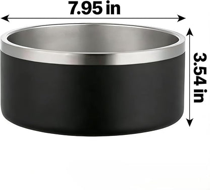 64oz Stainless Steel Dog Bowl with Non-Slip Base - Extra Large, Heavy Duty for Giant Breed Dogs, Dishwasher Safe Jumbo Food & Water Bowl (Black)