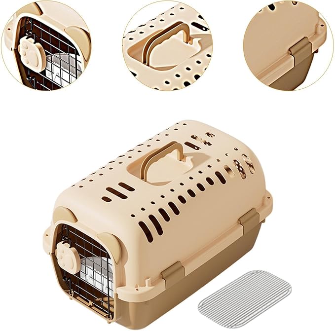 Pet Dog Travel Kennel Hard Sided Transport Box Cats Cage for Tiny Dog Breeds Indoor Outdoor Carrying Pet Store Walking S(L)