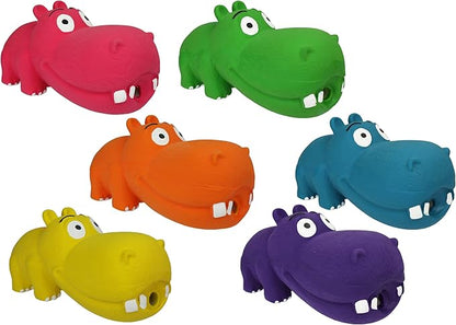 Multipet Hippopotamus Latex Hippo That Grunts 8 inch Dog Toy (Assorted Color / 1 Pack), Large Breeds