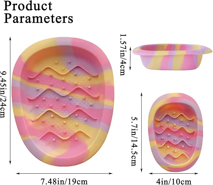 Colorful Slow Feeder Bowl for Large & Small Pets Silicone Easy to Clean Dog Food Bowl Slow Feed Dog & Cat Bowls for Interactive (Pink S)