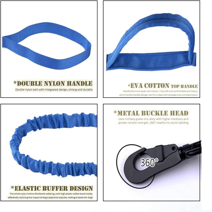 Xqpetlihai Tactical Dog Collar and Leash Set Adjustable Military Nylon Dog Collar with Control Handle and Heavy Duty Metal Buckle for Large Dogs（Dark Blue XL