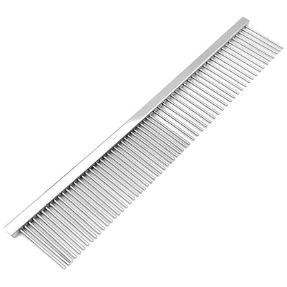 Professional Dual-Sided Fine & Coarse PET Grooming Comb with Antistatic Brass Handle and Rounded Teeth