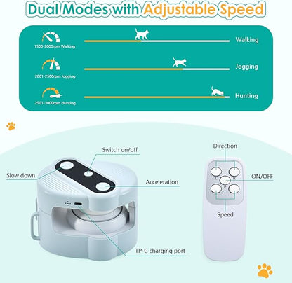 Interactive Cat Toy for Indoor Cats,Electric Remote Control Cat Chaser,Auto/Manual Control DIY Cat Feather Toy Treadmill for Kitten Puppy,Automatic Exercise & Mental Stimulation Cat Toys (Light Blue)