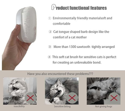 SoarExcelleryy Soft Fur Cat Brush - Over 1000 gentle cat tongue brushes with prickly serrations, suitable for sensitive cats - comfortable, lightweight, gentle, perfect for enhancing intimacy (beige)