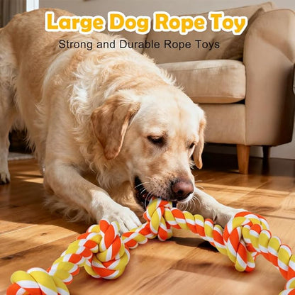 SZEE Dog Rope Toy for Large Dogs, 37 Inch 5 Knots, Halloween Pet Toys for Large Breeds, Tug of War Rope, for Energy Release & Boredom Relief (Yellow & Orange)