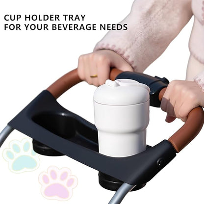 Pet Stroller for Small/Medium Dogs and Cats, Foldable 3 Wheel Jogger with One-Click Fold, Breathable Mesh, Storage Basket, Cup Holder, Weather Cover, Black (Black)