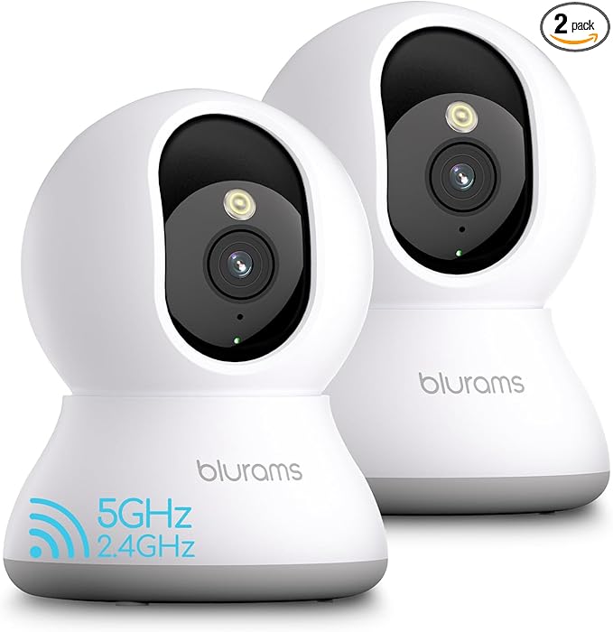 blurams 5G Cameras for Home Security, 2K Pet Camera with Phone App, 360° PTZ Indoor Camera w/Dual-Band WiFi6, Free Human/Motion/Sound Detection, 2-Way Talk, Night Vision, Compatible with Alexa, 2Pack