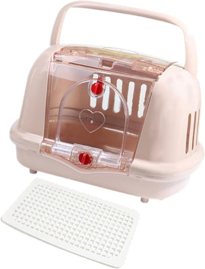 Dog Kennel Pet Carrier Lightweight Hard Sided for Dog Cat Kitten Camping, Brown