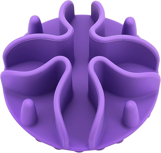 Slow Feeder for Dog Cat Puppy, Silicone Pet Feeder Insert with Strong Suction Cups, Medium, Purple