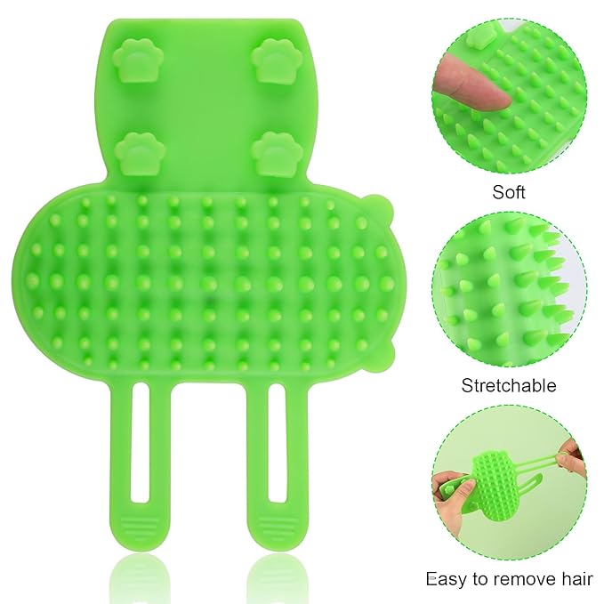 2pcs Self Cleaning Cat Brush, 2-in-1 Tickling Comb Cat Massage Brush Pet Artifact Adjustable Silicone Kitty Grooming Shedding Brush Cat Corner Scartcher Groomer for Short/Long Hair Cats Dogs (Green)