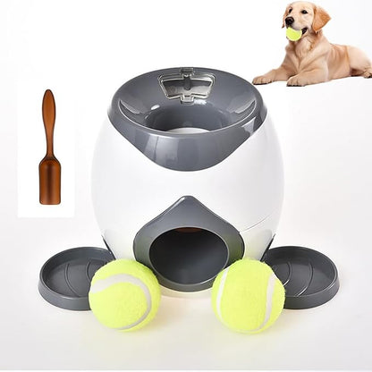Dog Food Reward Machine, Automatic Dog Ball Launcher, Dog Tennis Ball Throwing Machine for Interactive Play & Training Small and Medium Dogs (Grey)