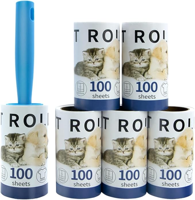 Mucilaginator Pet Hair Adhesive Roller，Removable Cleaning Tape Brush Paper Hair Replacement Roller, 600 Sheet Value Set Roller for Furniture, Clothing and More,Pet Lovers Dogs and Cats