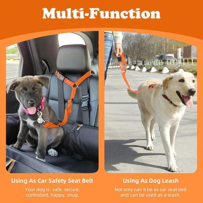 BWOGUE Dog Seat Belt for Car, Headrest Restraint Lead, Non-Elastic, Orange - Image 6