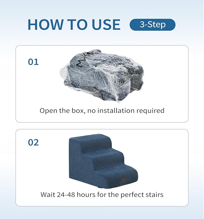 Made4Pets Dog Stairs Ramp for Small Dogs 15.7" H, 3-Step Dog Steps for Bed Couch Sofa and Chair, 35D Foam Pet Steps for Small Dogs and Cats, Non-Slip Bottom Pet Stairs, Navy