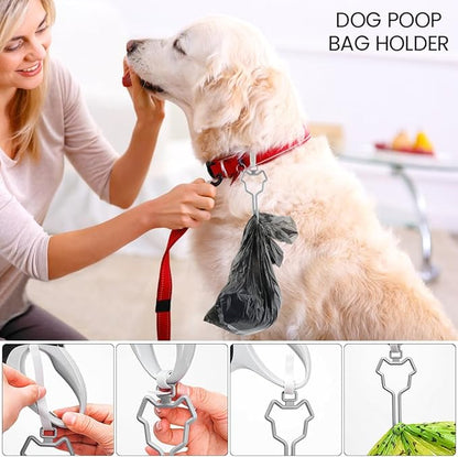 2pcs Dog Poop Bag Holder with 2 Hands-free holder Poop Bag Dispenser Pet Dog Waste Bag Dispenser Leash Attachment Fits Any Dog Leash for Dog Cat and Other Pets(Gray)