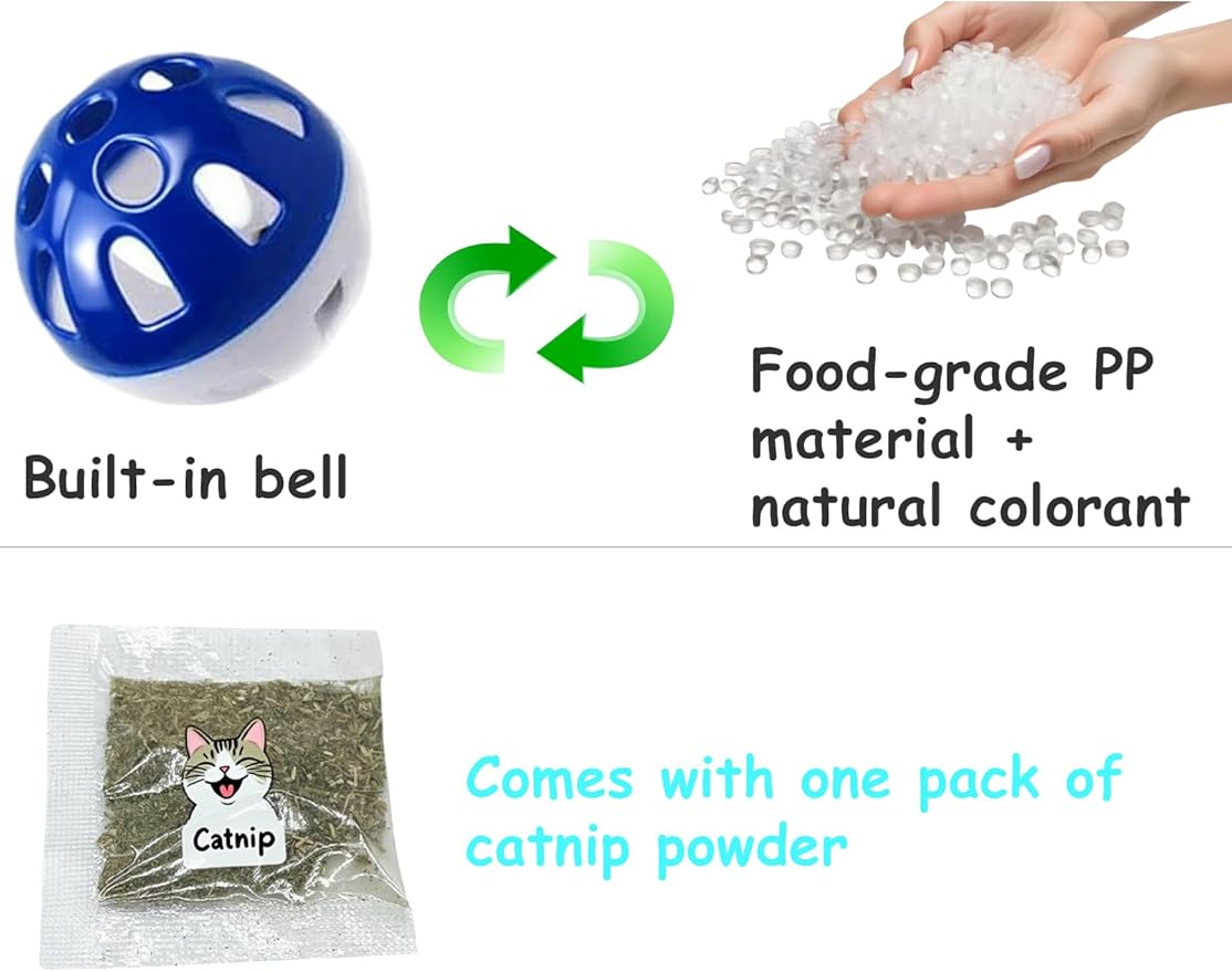 5 Pack Cat Toys Balls Indoor Kitten Interactive Play Set with Bell for Chewing Chasing and Mental Stimulation (1.5'')