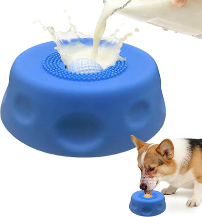 Dog Lick Bowl with Rolling Ball, 2026 Upgraded Slow Feeder Dog Bowls with Anti-Slip Base for Yogurt, Bone Broth, Water, Interactive Lick Toy for Large Medium Small Dogs (Blue)