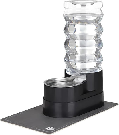 RIZZARI 9L Dog Water Dispenser:Black Stainless Steel Automatic Gravity Feeder -Removes Odors -Softens Water-Helps Prevent Urinary Stones -Extends Lifespan -for Active Dog Owners &Home Garage Balcony