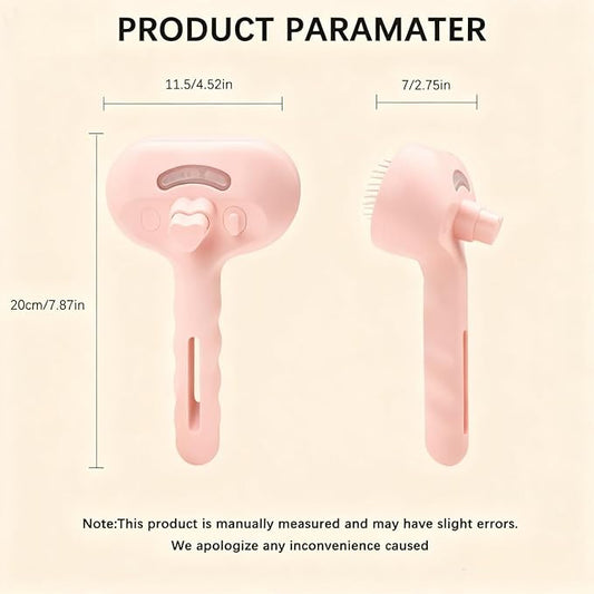 Pet Steam Brush for Cats and Dogs, 3 In 1 Steamy Cat Brush with Release Button and Tank, Anti-Static Pet Spray Hair Removal Comb, Rechargeable Dog Steam Comb for Furry (Pink)
