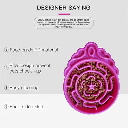 Slow Feeder Dog & Cat Bowl - Interactive Maze Puzzle Dish for Healthy Digestion, Anti-Gulping Food Grade Feeder(Pink)