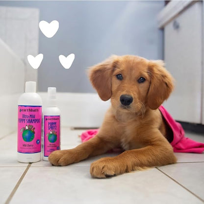 earthbath, Wild Cherry 3-in-1 Puppy Deodorizing Spritz - Dog Odor Eliminator for Strong Odor, Cruelty-Free Dog Cologne, Wash Spray, Made in USA, Bathing Supplies - 8 Oz (1 Pack)