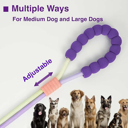 Hands Free Dog Leash Dual Handle, Wearable Leashes for Dog, Padded Waist Belts and Rotating Metal Clip,for Small Medium Large Dogs (18+ lbs) Walking Training Running (Purple Green, 5.5 FT)