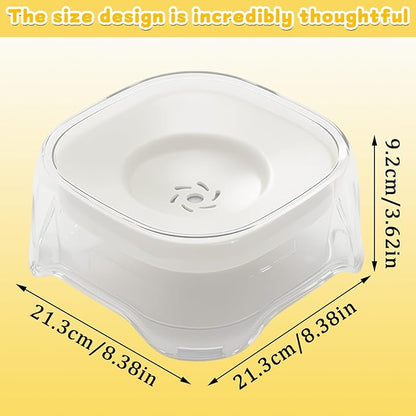 Splash-Proof Cat & Dog Water Bowl 2L Anti-Spill Design Reduces Refill Frequency Splash-Resistant Bowl Keeps Surroundings Clean Slow-Drink Bowl Designed for Pets Who Splash Water (White)