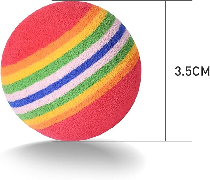 Gegong 50 Pieces Cat Toy Balls, EVA Sponge Pet Toy Balls, 3.5cm Interactive Ball for Cat Kittens and Puppies Quiet Play Light Ball (Rainbow Color)