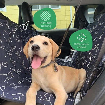Molly Mutt 3-in-1 Back Seat Cover for Dogs, 100% Cotton Canvas Back Seat Hammock with Headrest Straps, Belt Slots, & Anchors, Non-Skid Cargo Area Cover, Machine Washable, No Harmful Chemicals, 56"x56"