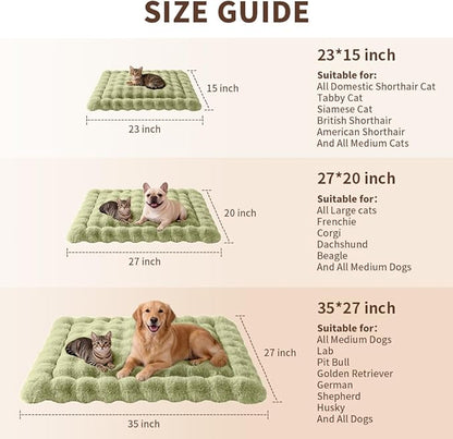 Large Dog Bed Mat, Extra Large Plush Faux Fur Washable Pet Bed for Large Dogs, Non-Slip Fluffy Dog Mat – Machine Washable XL Dog Sleeping Pad for Large Breeds, 35 x 27 Inch Green