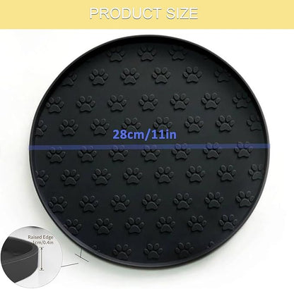 Dog Food Mat - Waterproof Cat Bowl Mat, Silicone Pet Food Mat with Edges, Nonslip Dog Feeding Mat for Protecting Floors (Grey+Black)