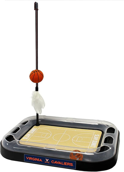 NCAA VIRIGNIA Cavaliers Basketball Court Felt Scratcher Toy & Interactive Cat Ball Bell - 6-in-1 Cat Wand, Plush Basketball, Catnip-Filled