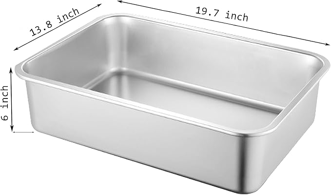 2 Pack Stainless Steel Cat Litter Box, 19.7"×13.8"×6" Metal Litter Pan, Big Litter Box for Multiple Cats, Easy Cleaning