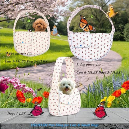 Floral Dog Sling Carrier for Small Dogs & Cats 5-15LBS, Medium - Image 5