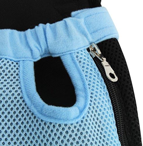 Pet Dog Puppy Cat Carrier Five Holes Backpack Double Shoulder Straps Mesh Front Chest Backpack Bag, S, Blue - Image 4