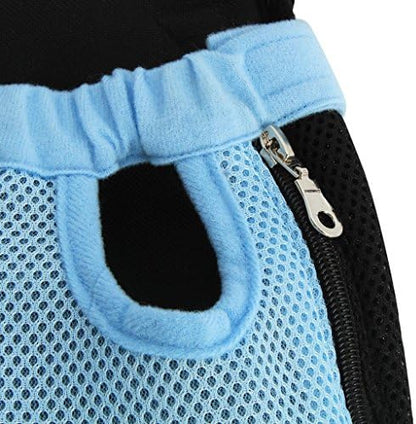 Pet Dog Puppy Cat Carrier Five Holes Backpack Double Shoulder Straps Mesh Front Chest Backpack Bag, S, Blue - Image 4