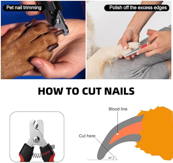 HAWATOUR Dog Nail Clippers, Classic Dog Nail Trimmers with Safety Guard to Avoid Over Cutting, Razor Sharp Blade with Nail File for Pets Large Dogs, Red