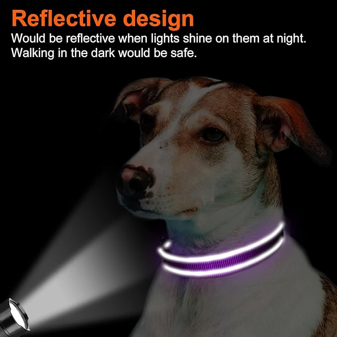 Joytale Reflective Dog Collar, Soft Neoprene Padded, Metal D-Ring, Nylon Pet Collar Adjustable for Extra Large Dogs, Purple, XL