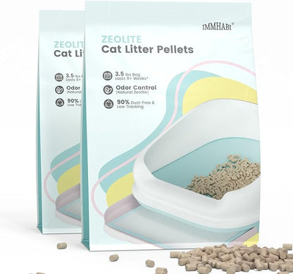 Generic Cat Litter Pellets 7 lbs(3.5lbs×2), Generic Litter Refills Exclusively for Dual-Layer Litter Box Systems, Dehydrating Pellets, Zeolite, Long-Lasting Odor Control Non-climping