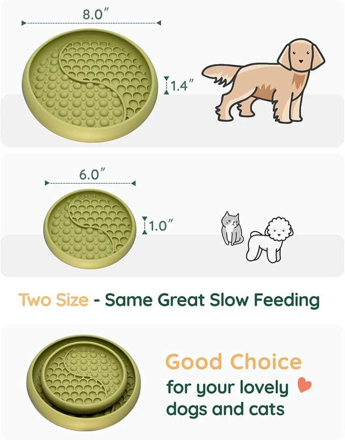 Lick Mat for Dogs, Silicone Slow Feeder Licking Mat with Non-Slip Suction Cups, Freeze-Friendly Lick Bowl for Enrichment Play, Anxiety Relief & Keeps Busy (6.0" x 1.0" Green)