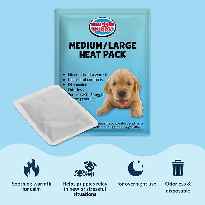 Snuggle Puppy Heartbeat Dog Toy for Puppies, Real-Feel Heartbeat, Calming Sleep Aid and Crate Training Comfort Toy with Heat Pack, Black Plush Design