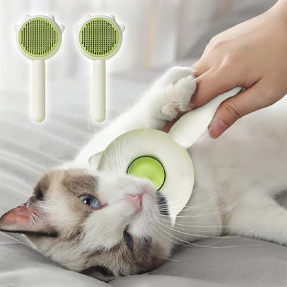 Professional Pet Grooming Brush, Ergonomic Handle Cat Comb with Stainless Steel Needles (Light Green)
