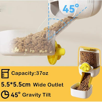 Pet Dog Cat Hanging Automatic Feeders, Auto Gravity Pet Feeder No Drip Water Set, Cage Pet Feeding Bowls Dispenser for Cats Dogs Puppy, Rabbit (Yellow)