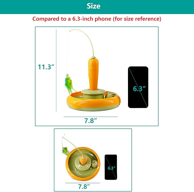 Detachable Interactive Cat Toy | Handheld Teaser Wand/Floor Play Dual-Use, Indoor Cat Toy