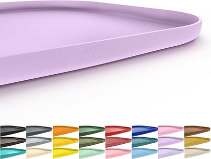 Silicone Pet Food Mat with Raised Edge for Food and Water Bowl, Dog Feeding Mats, Cat Food Trays for Floor Waterproof, Rubber Tray for Dogs and Cats, 19 x 12 x 0.7 Lavender