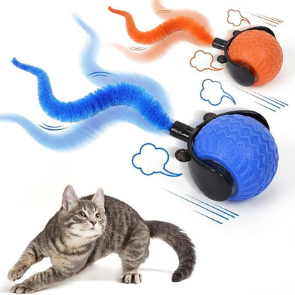Interactive Toys for Cats, 2026 New Interactive Cat Toy Ball, Automatic Moving Cat Toy for Indoor Use, Rechargeable Feather Tail Cat Toy with Stimulation for Small Medium Large Cats (Mixed)