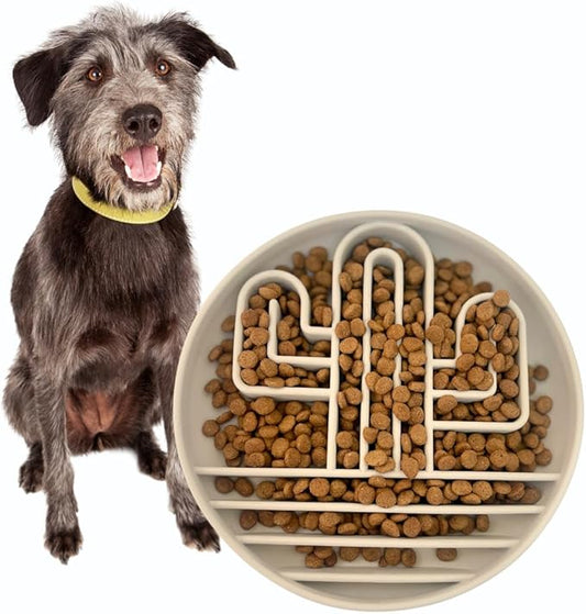 Cactus Slow Feeder Dog Bowls for Large Medium Small Breeds Silicone Non Slip Puzzle Bowl Puppy Essentials