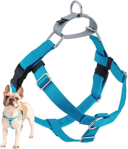 2 Hounds Design Freedom No Pull Dog Harness, Adjustable Harness, Easy Walking & Comfortable Control, Fits Small, Medium & Large Dogs, Solid Colors, Made in USA, 5/8" MD, Turquoise
